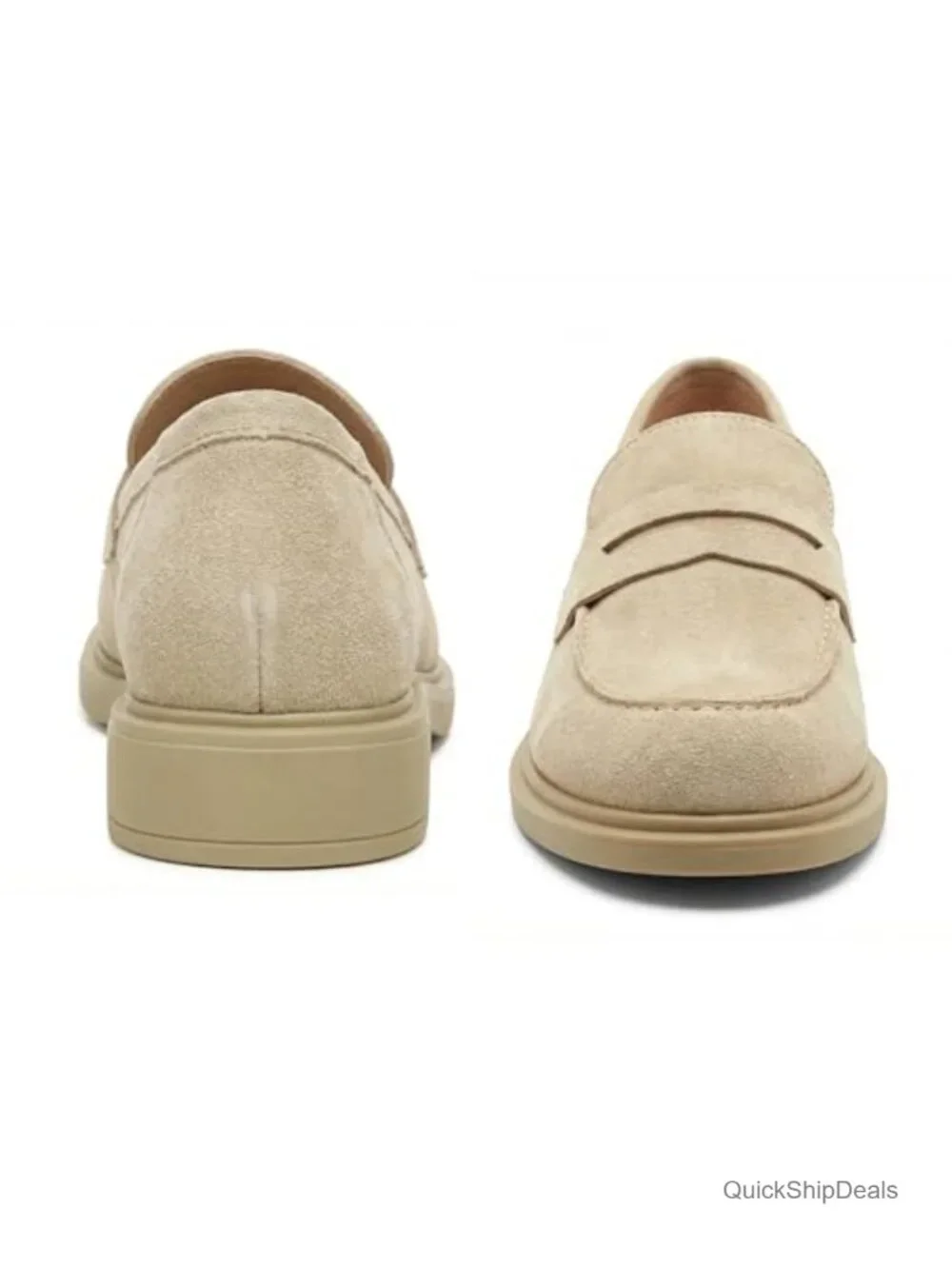Women's Faux Suede Penny Loafers, Memory Foam Platform Slip Ons